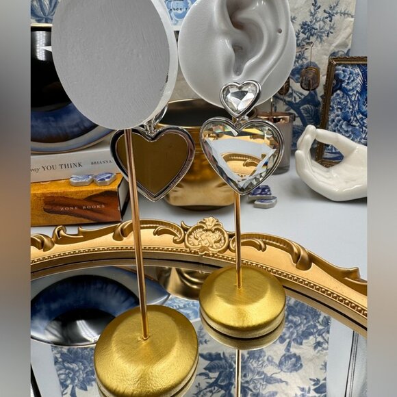 🆕 MARC JACOBS 🧿 NWOT Silver Crystal Double Heart Earrings - Picture 14 of 15